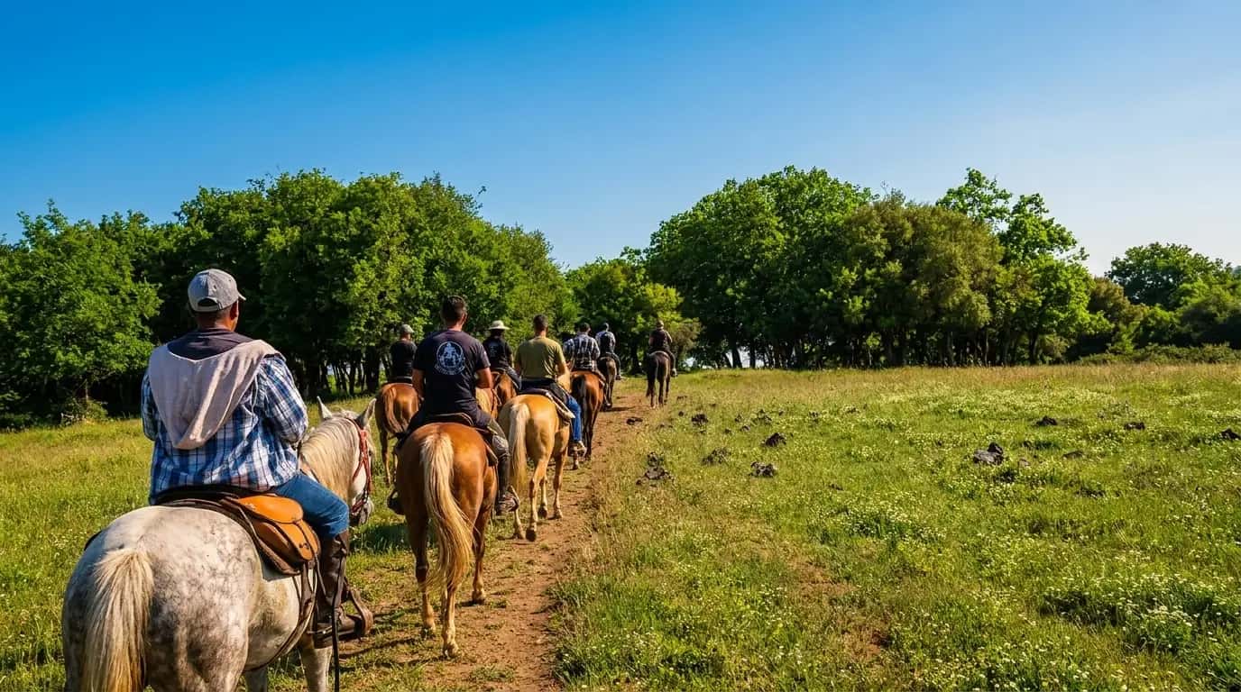 Guided horseback riding tour through the natural landscapes of the northern Golan